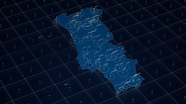 Portugal Mapa Azul Visualização Big Data Infográfico Mapa Futurista Estética — Fotografia de Stock