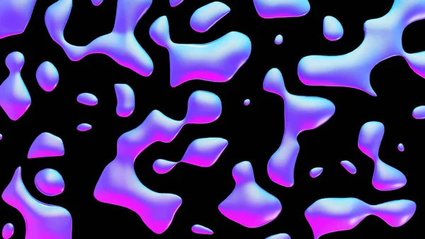 Fluid Metallic Drops Y2K Background Dynamic Iridescent Retrowave Liquid Forms — Stock Photo, Image
