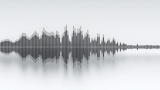 白色背景阴影下的黑色酒吧的音频波形 声波振荡 合成音乐技术样本 调音打印 — 图库视频影像