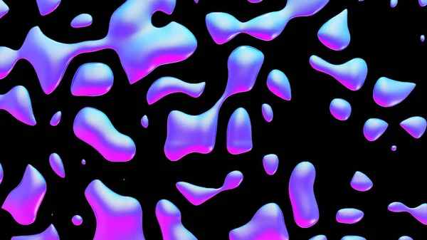 Fluid Metallic Drops Y2K Background Dynamic Iridescent Retrowave Liquid Forms — Stock Photo, Image