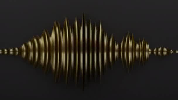 Solid Golden Audio Wavefrom Dark Background Abstract Music Waves Oscillation — Stock Video