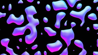 Fluid metallic drops y2k background. Dynamic iridescent retrowave liquid forms. 3d render illustration.