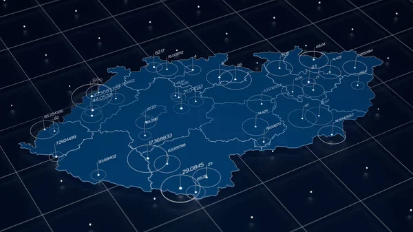 Голубая Карта Чехии Визуализация Больших Данных Инфографика Футуристической Карты Информационная — стоковое фото