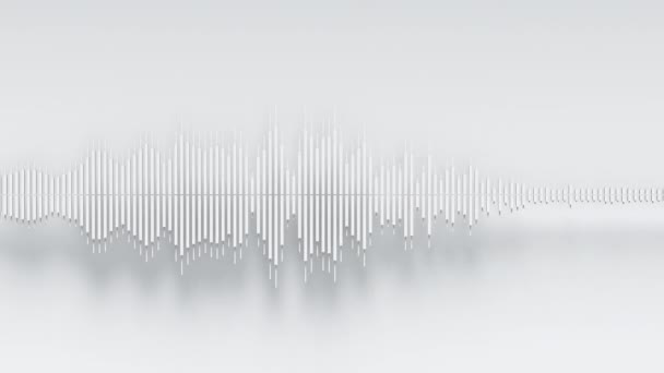白い背景に影を持つ白いバーからのオーディオ波形 要旨音楽波振動 合成音楽技術サンプル チューニング Print — ストック動画