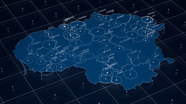 Голубая Карта Литвы Визуализация Больших Данных Инфографика Футуристической Карты Информационная — стоковое фото