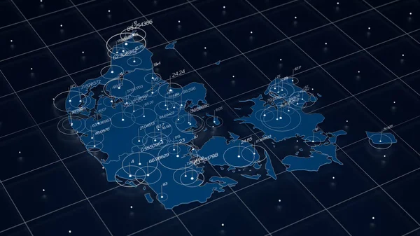 Danemark Carte Bleue Visualisation Big Data Infographie Cartographique Futuriste Esthétique — Photo