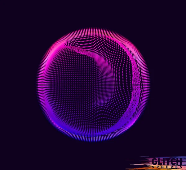 Beschadigde Violette Puntbol Abstract Vector Kleurrijk Gaas Donkere Achtergrond Futuristische — Stockvector