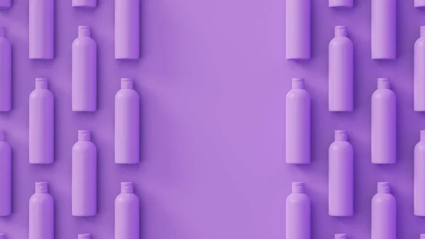 Bottiglie Cosmetiche Lavanda Con Ombra Morbida Sullo Sfondo Perfetta Disposizione — Foto Stock