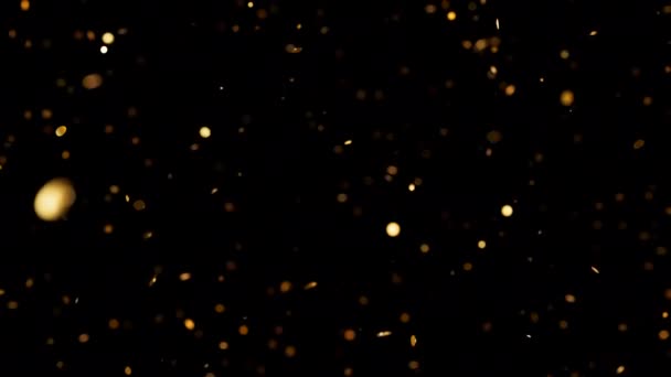 Zlaté Konfety Pomalu Padají Měkkým Ostřením Nový Rok Nebo Narozeninové — Stock video