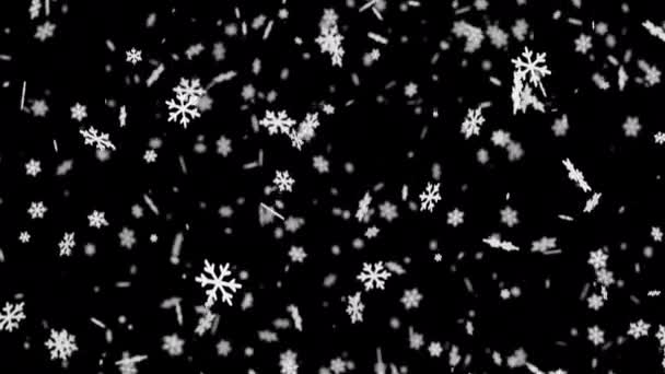 白い雪の結晶は ゆっくりと柔らかい焦点で落下します 新年や誕生日の背景ループ可能な3Dアニメーション — ストック動画