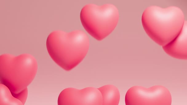 Falling Hearts Pink Background Valentine Day Backdrop Render — 비디오