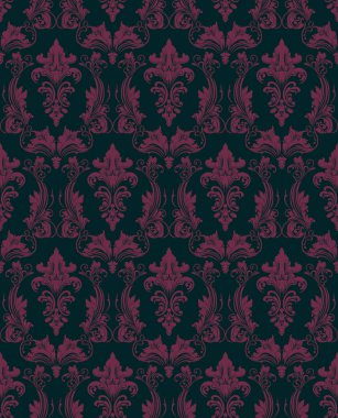 Damask kusursuz desen elementi. Vektör çiçek desenli kumaş süslemesi