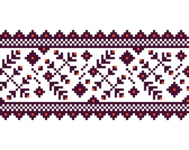 Ukrayna folklorik desensiz süslemesinin vektör çizimi. Etnik süs. Sınır elemanı. Geleneksel Ukraynalı, halk sanatı işlemeli desen - Vyshyvanka.