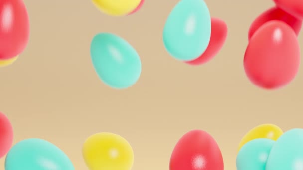 Барвисті Великодні Яйця Падають Заповнюють Екран Анімація Рендеринга — стокове відео