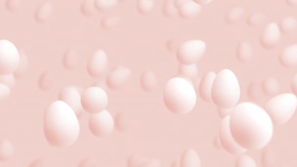 带着浅浅的田野飞上粉红的彩蛋 复活节彩蛋易碎的背景 3D渲染 — 图库视频影像