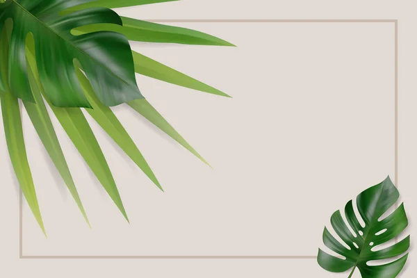 Vector Tropische Blätter Und Blütenzusammensetzung Isoliert Auf Weißem Hintergrund — Stockvektor