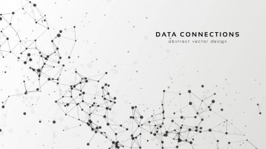 Soyut ağ vektör arkaplanı. Fütürist teknoloji kartı. Çizgiler, noktalar, üç boyutlu uzayda düzlemler