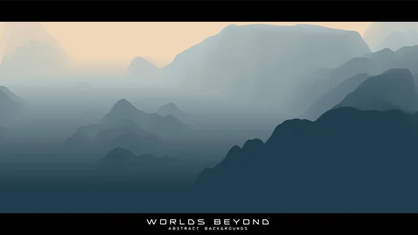 Абстрактный Серый Пейзаж Туманом Горизонта Над Горными Склонами Градиентная Эрозированная — стоковый вектор