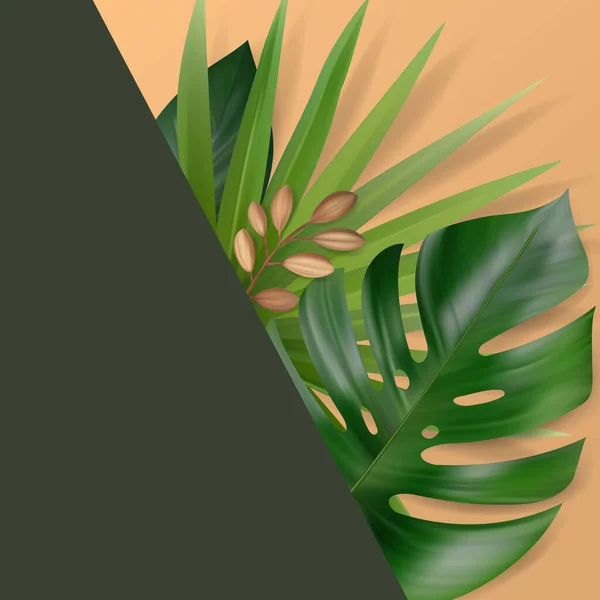 Vector Tropische Blätter Und Blütenzusammensetzung Isoliert Auf Weißem Hintergrund — Stockvektor