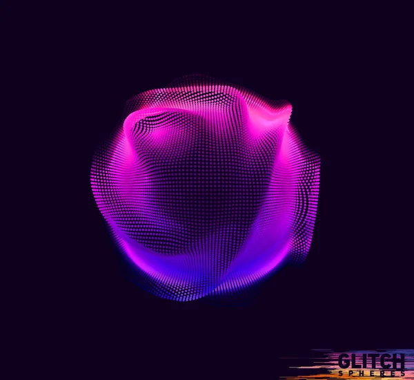 Beschadigde Violette Puntbol Abstract Vector Kleurrijk Gaas Donkere Achtergrond Futuristische — Stockvector