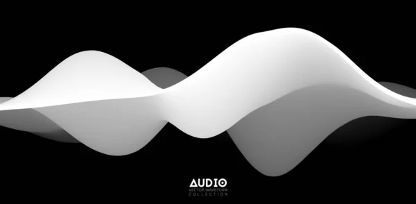 Sound Wave Visualiztion Black White Solid Waveform Voice Sample Pattern — Stock Vector