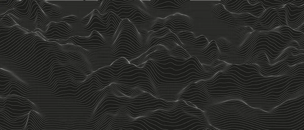 Αφηρημένο Φόντο Παραμορφωμένα Σχήματα Γραμμών Μαύρο Φόντο Μονόχρωμα Ηχητικά Κύματα — Διανυσματικό Αρχείο