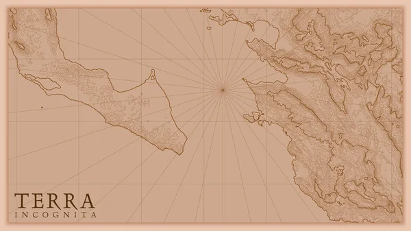 Antik Soyut Toprak Yardım Haritası Fantezi Manzarasının Kavramsal Vektör Yükseltme — Stok Vektör