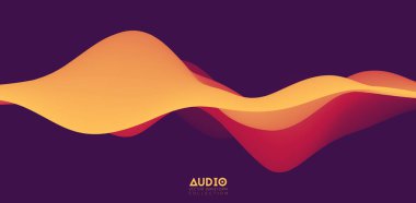 Ses dalgası görselleştirmesi. Üç boyutlu, turuncu, katı dalga formu. Ses örnekleme deseni