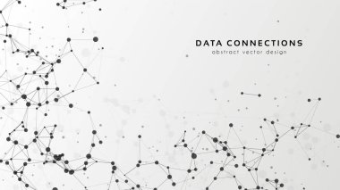 Soyut ağ vektör arkaplanı. Fütürist teknoloji kartı. Çizgiler, noktalar, üç boyutlu uzayda düzlemler