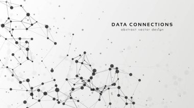 Soyut ağ vektör arkaplanı. Fütürist teknoloji kartı. Çizgiler, noktalar, üç boyutlu uzayda düzlemler