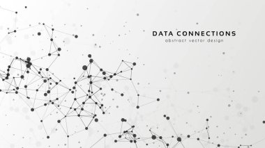 Soyut ağ vektör arkaplanı. Fütürist teknoloji kartı. Çizgiler, noktalar, üç boyutlu uzayda düzlemler