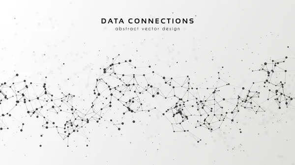 Soyut ağ vektör arkaplanı. Fütürist teknoloji kartı. Çizgiler, noktalar, üç boyutlu uzayda düzlemler