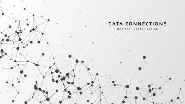 Soyut ağ vektör arkaplanı. Fütürist teknoloji kartı. Çizgiler, noktalar, üç boyutlu uzayda düzlemler