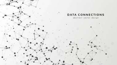 Soyut ağ vektör arkaplanı. Fütürist teknoloji kartı. Çizgiler, noktalar, üç boyutlu uzayda düzlemler