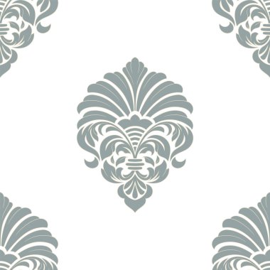 Damask kusursuz desen elementi. Vektör çiçek desenli kumaş süslemesi