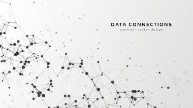 Soyut ağ vektör arkaplanı. Fütürist teknoloji kartı. Çizgiler, noktalar, üç boyutlu uzayda düzlemler