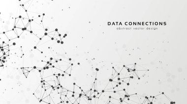 Soyut ağ vektör arkaplanı. Fütürist teknoloji kartı. Çizgiler, noktalar, üç boyutlu uzayda düzlemler