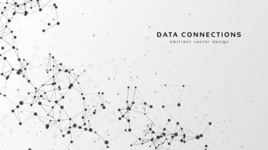 Soyut ağ vektör arkaplanı. Fütürist teknoloji kartı. Çizgiler, noktalar, üç boyutlu uzayda düzlemler