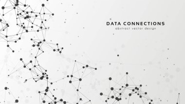 Soyut ağ vektör arkaplanı. Fütürist teknoloji kartı. Çizgiler, noktalar, üç boyutlu uzayda düzlemler