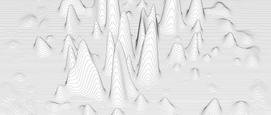 Beyaz arkaplan üzerinde bozuk çizgi şekilleri olan soyut bir arkaplan. Tek renkli ses çizgisi dalgaları