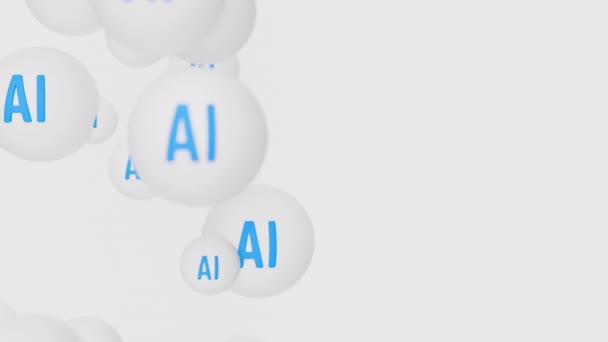 Bule Albe Text Care Zboară Sus Fundal Alb Inteligența Artificială — Videoclip de stoc