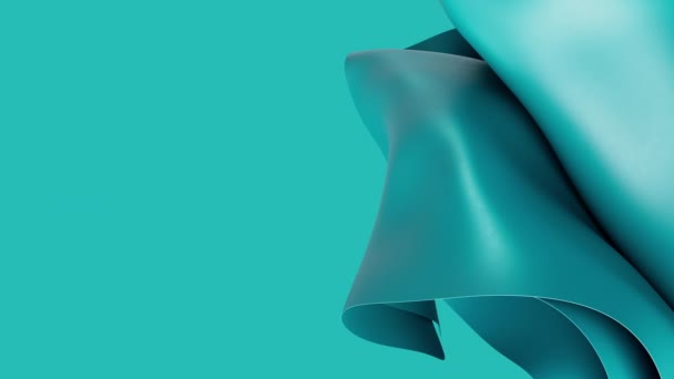 Abstract Wavy Turquoise Tender Fabric Motion Wind Satin Cloth Soft — Stock Video