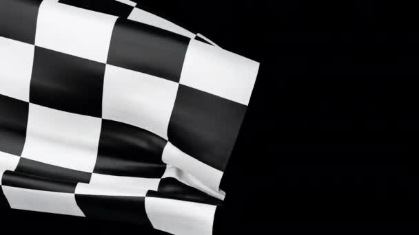 Steagul Sosire Verificat Fluturând Fundal Negru Spațiu Pentru Text Animație — Videoclip de stoc
