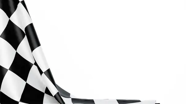 Checkered Finish Flag White Background Space Text Render Illustration — Stock Photo, Image