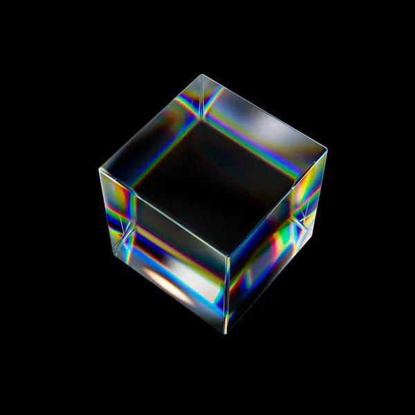 Przezroczyste Błyszczące Obiekty Geometryczne Efektem Dyspersji Tęczowe Kolory Odbicia Szkła — Zdjęcie stockowe