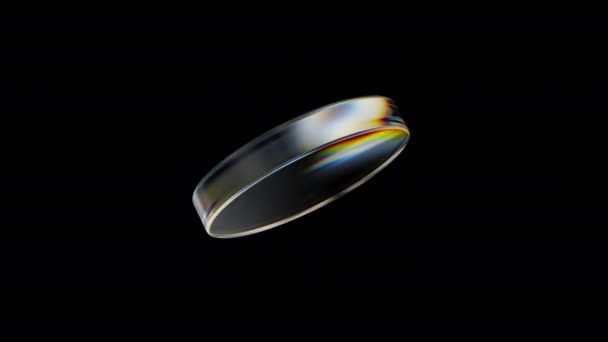 Transparent Roterande Blank Cylinder Med Dispersionseffekt Regnbågens Färger Spegelglas Gör — Stockvideo