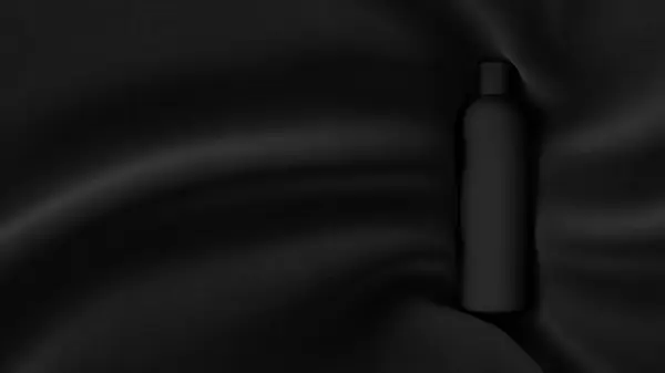 Butelka Kosmetyczna Tkaninie Pogniecionej Tkaninie Koncepcja Czystości Ilustracja Renderowania — Zdjęcie stockowe