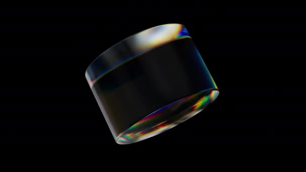 Cilindro Brillante Giratorio Transparente Con Efecto Dispersión Cristal Reflectante Colores — Vídeos de Stock
