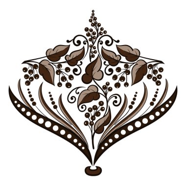 Damask merkez elementi izole edildi. Vektör damasyon illüstrasyonu