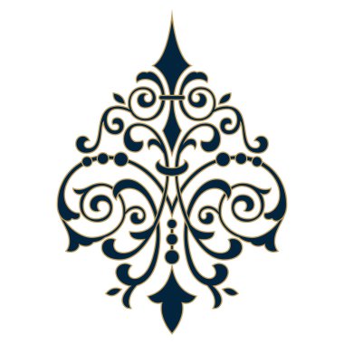 Damask merkez elementi izole edildi. Vektör damasyon illüstrasyonu
